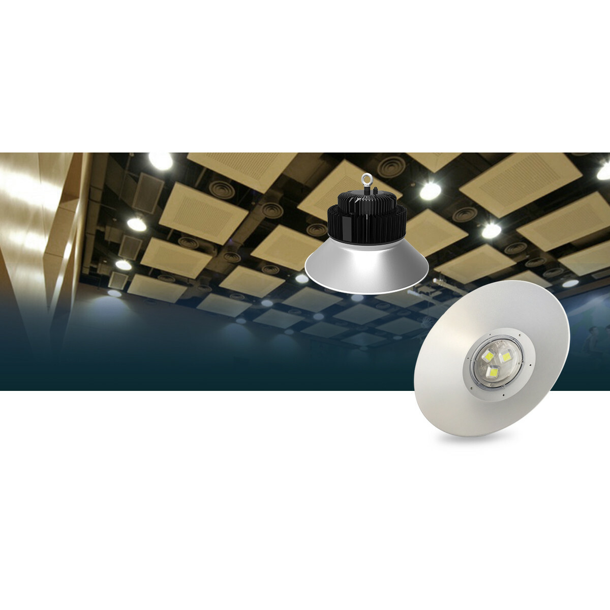 LED UFO High Bay 100W - Aigi Mania - Magazijnverlichting - Waterdicht IP65 - Helder/Koud Wit 6000K - Mat Zwart - Aluminium