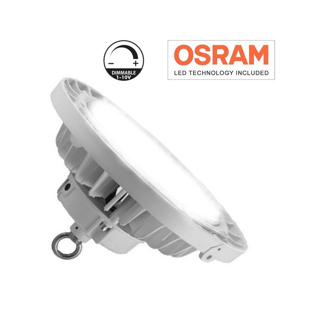 LED UFO High Bay - 200W UGR17 Dimbaar - Magazijnverlichting - Waterdicht IP65 - Helder/Koud Wit 6000K - Aluminium - OSRAM LEDs