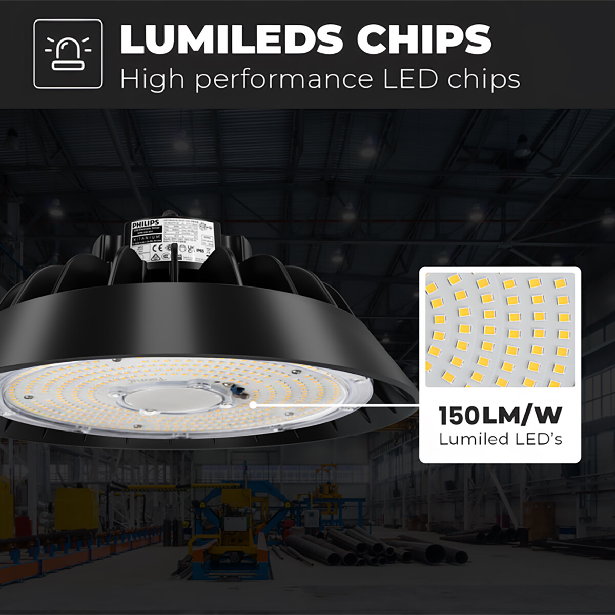 LED UFO High Bay Premium - Rinzu Prem - 100W - High Lumen 150 LM/W - Magazijnverlichting - Dimbaar - Waterdicht IP65 - Natuurlijk Wit 4000K - Aluminium - Philips Driver