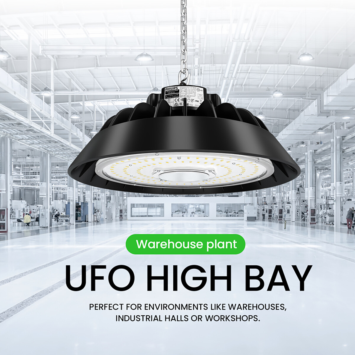 LED UFO High Bay Premium - Rinzu Prem - 100W - High Lumen 150 LM/W - Magazijnverlichting - Dimbaar - Waterdicht IP65 - Natuurlijk Wit 4000K - Aluminium - Philips Driver