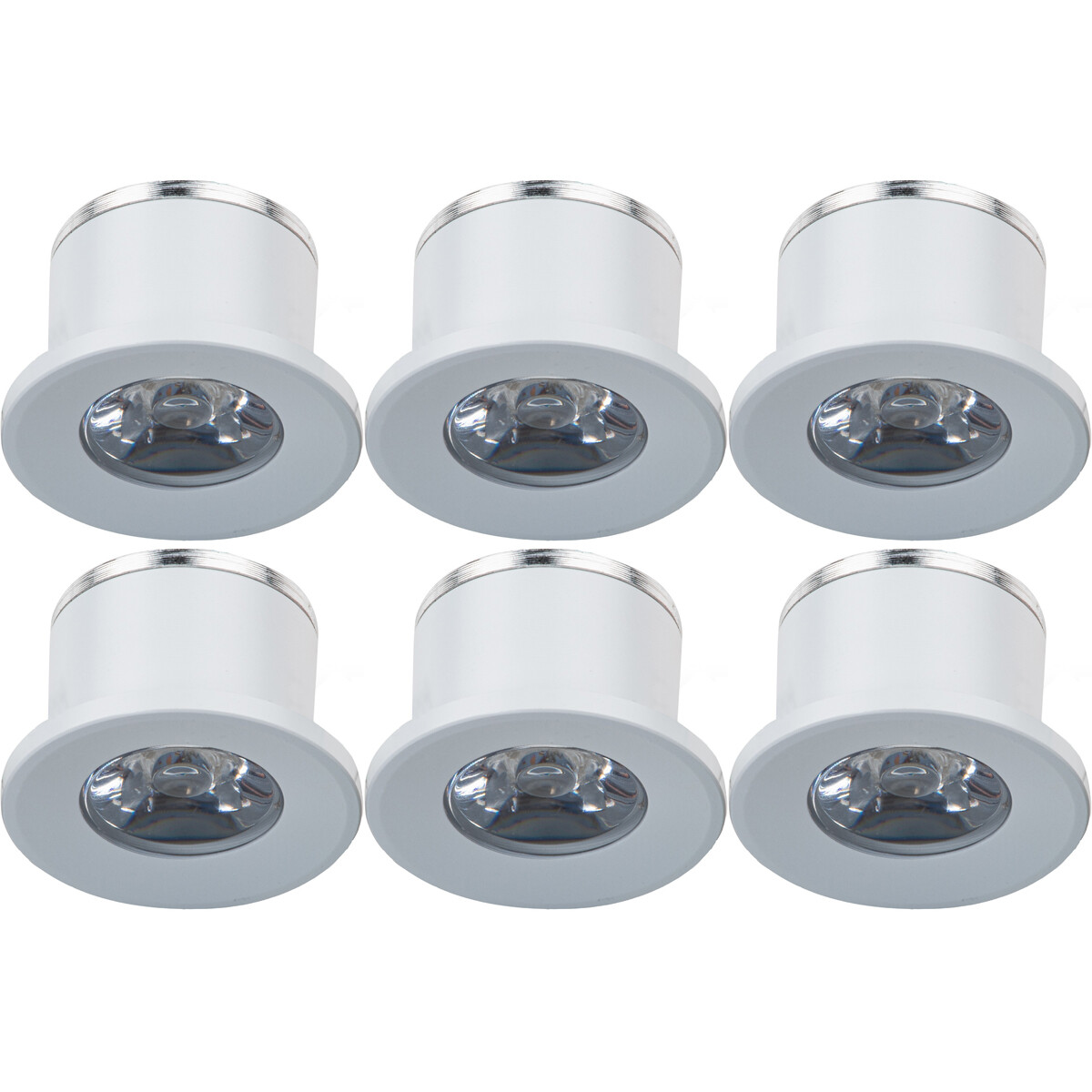 LED Veranda Spot Verlichting 6 Pack - 1W - Warm Wit 3000K - Inbouw - Rond - Mat Wit - Aluminium - Ø31mm