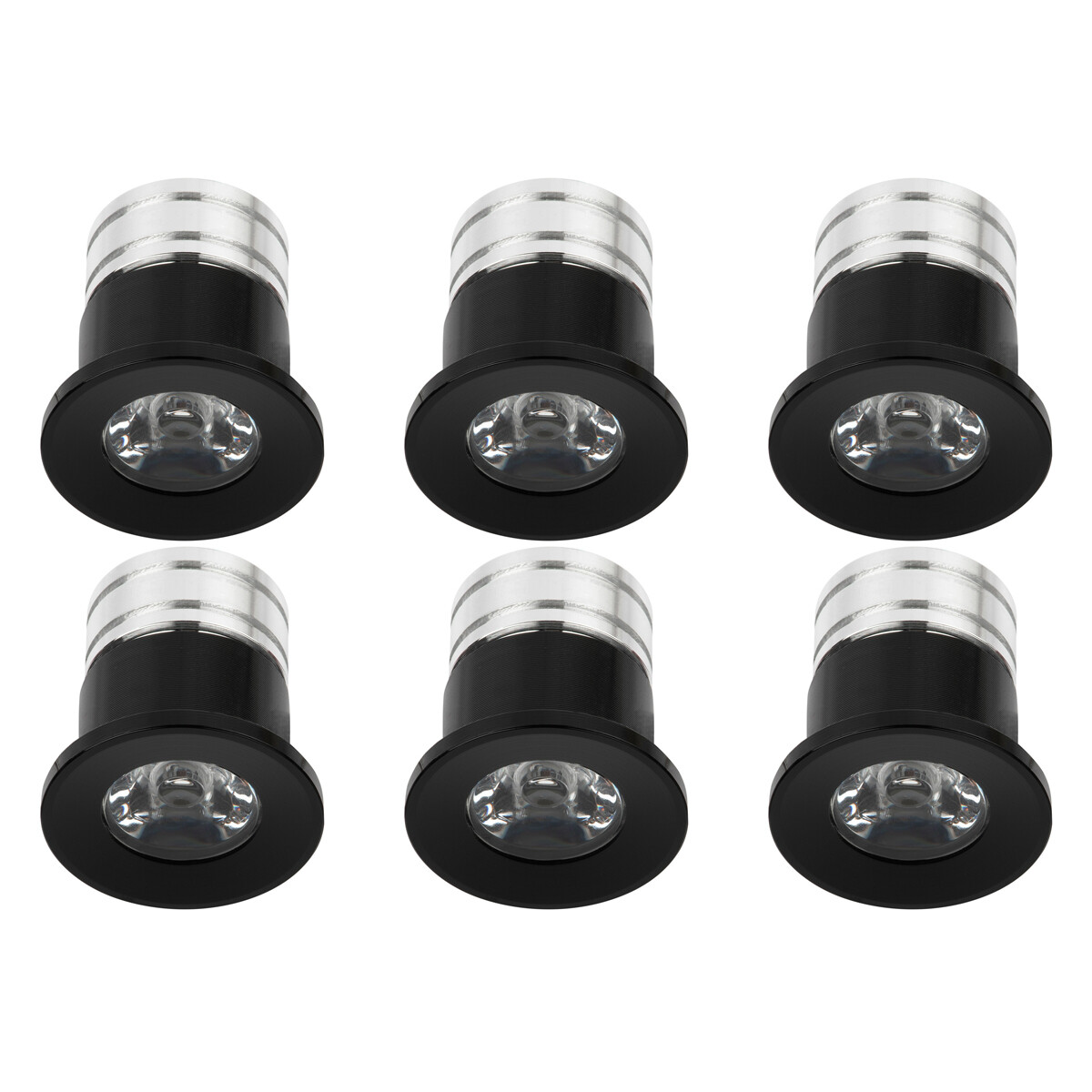 LED Veranda Spot Verlichting 6 Pack - 3W - Warm Wit 3000K - Inbouw - Rond - Mat Zwart - Aluminium - Ø31mm