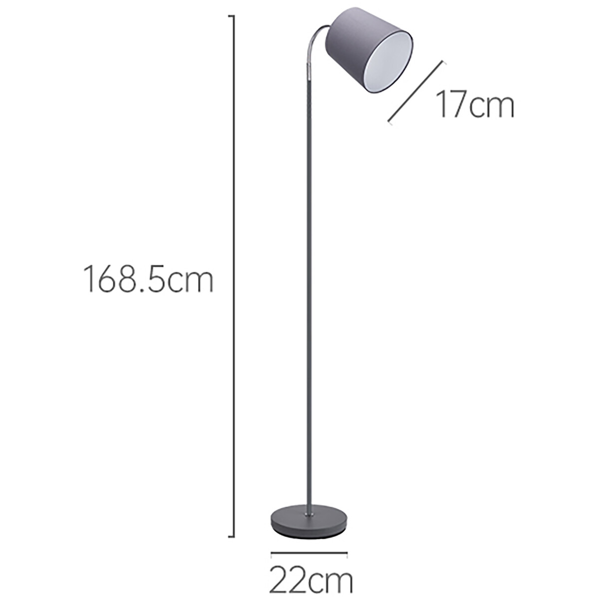 LED Vloerlamp - Aigi Rolo - E14 Fitting - Rond - Mat Grijs - Aluminium