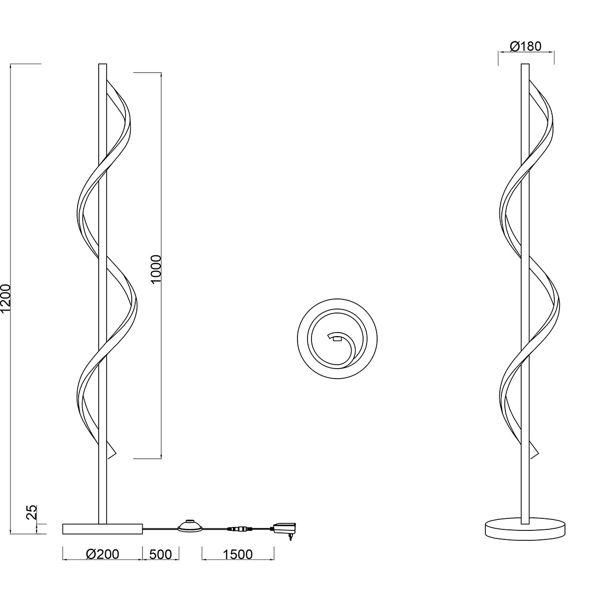 LED Vloerlamp - Trion Annabel - 21.5W - Natuurlijk Wit 4000K - Dimbaar - Glans Chroom - Metaal