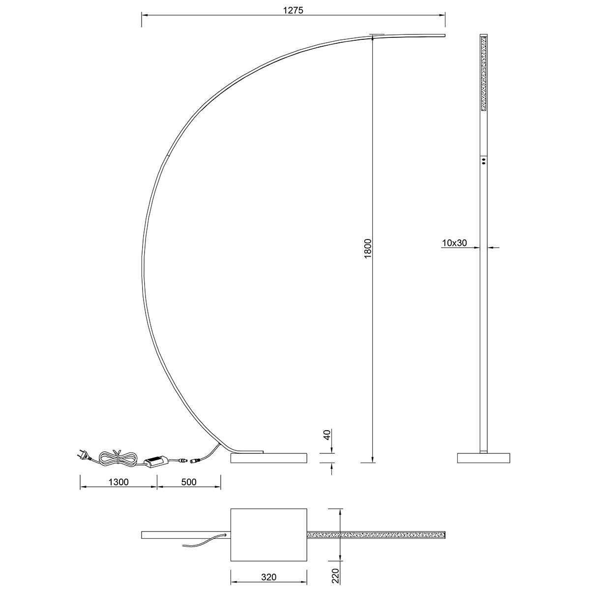 LED Vloerlamp - Trion Bango - 18W - Warm Wit 3000K - Dimbaar - Rechthoek - Mat Zwart - Aluminium