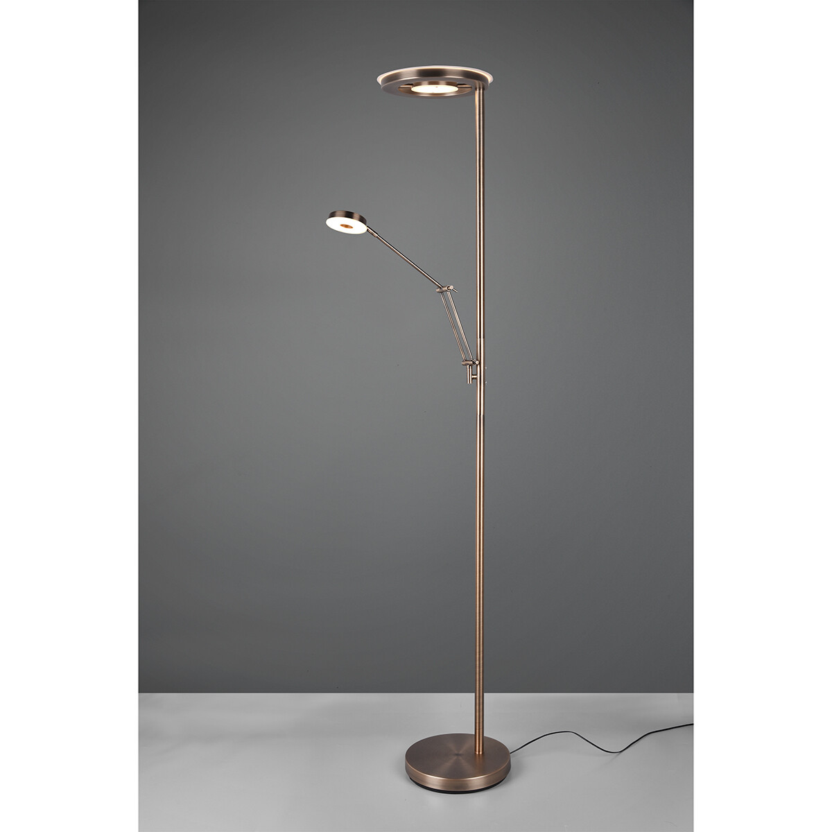 LED Vloerlamp - Trion Barry - 38W - Aanpasbare Kleur - Dimbaar - Rond - Oud Brons - Aluminium