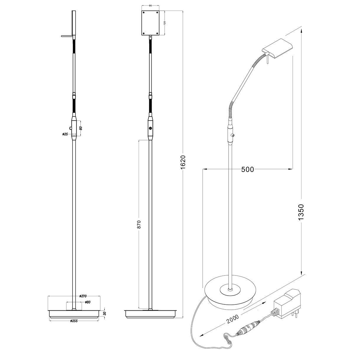 LED Vloerlamp - Trion Bernaro - 12W - Warm Wit 3000K - Dimbaar - Rond - Mat Goud - Aluminium