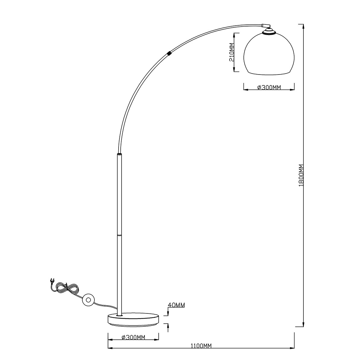 LED Vloerlamp - Trion Brostila - E27 Fitting - 1-lichts - Rond - Glans Chroom - Aluminium