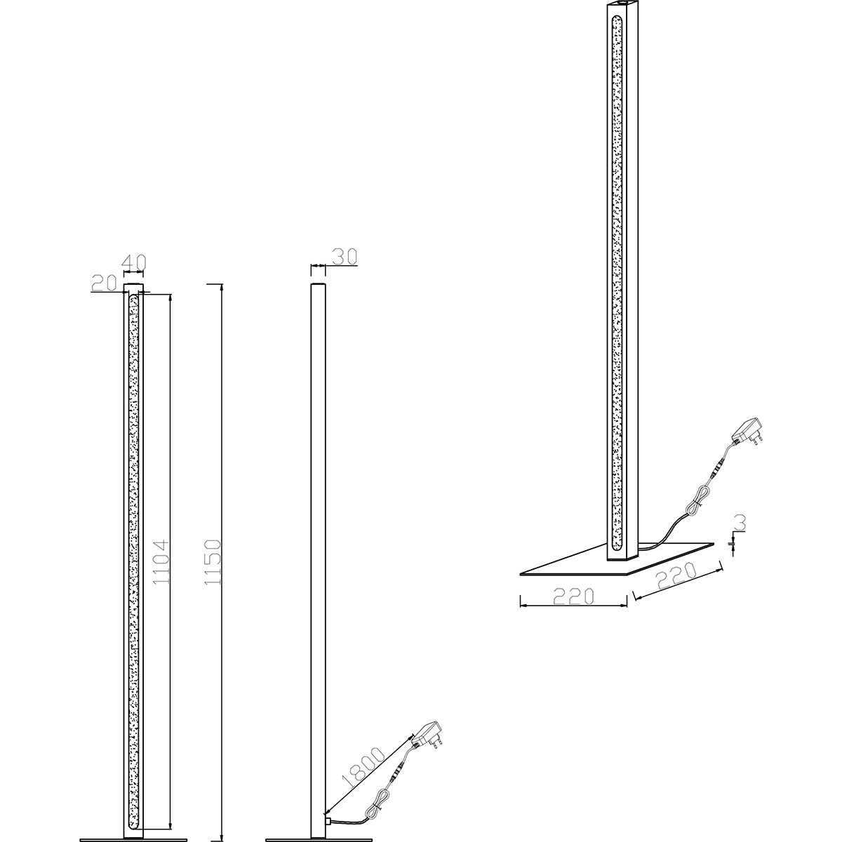 LED Vloerlamp - Trion Bulloni - 20W - Warm Wit 3000K - Rechthoek - Mat Bruin - Hout