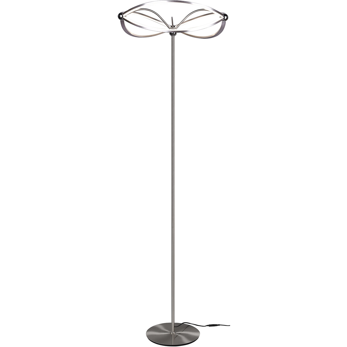 LED Vloerlamp Trion Charis 31W Warm Wit 3000K Dimbaar Rond Mat Nikkel Aluminium