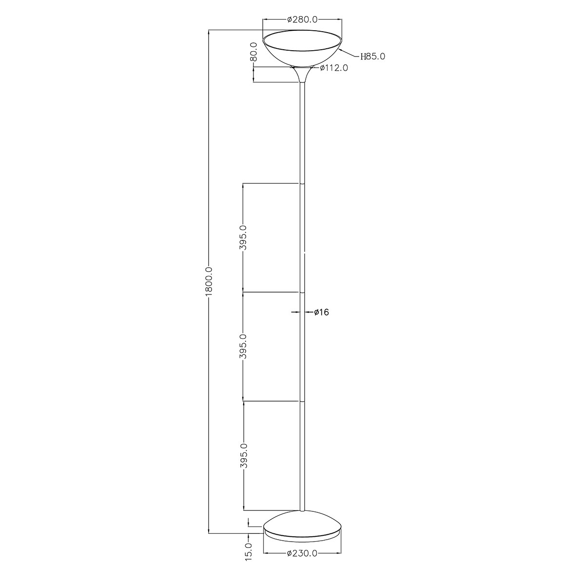 LED Vloerlamp - Trion Dozwi - E27 Fitting - Rond - Mat Titaan - Aluminium