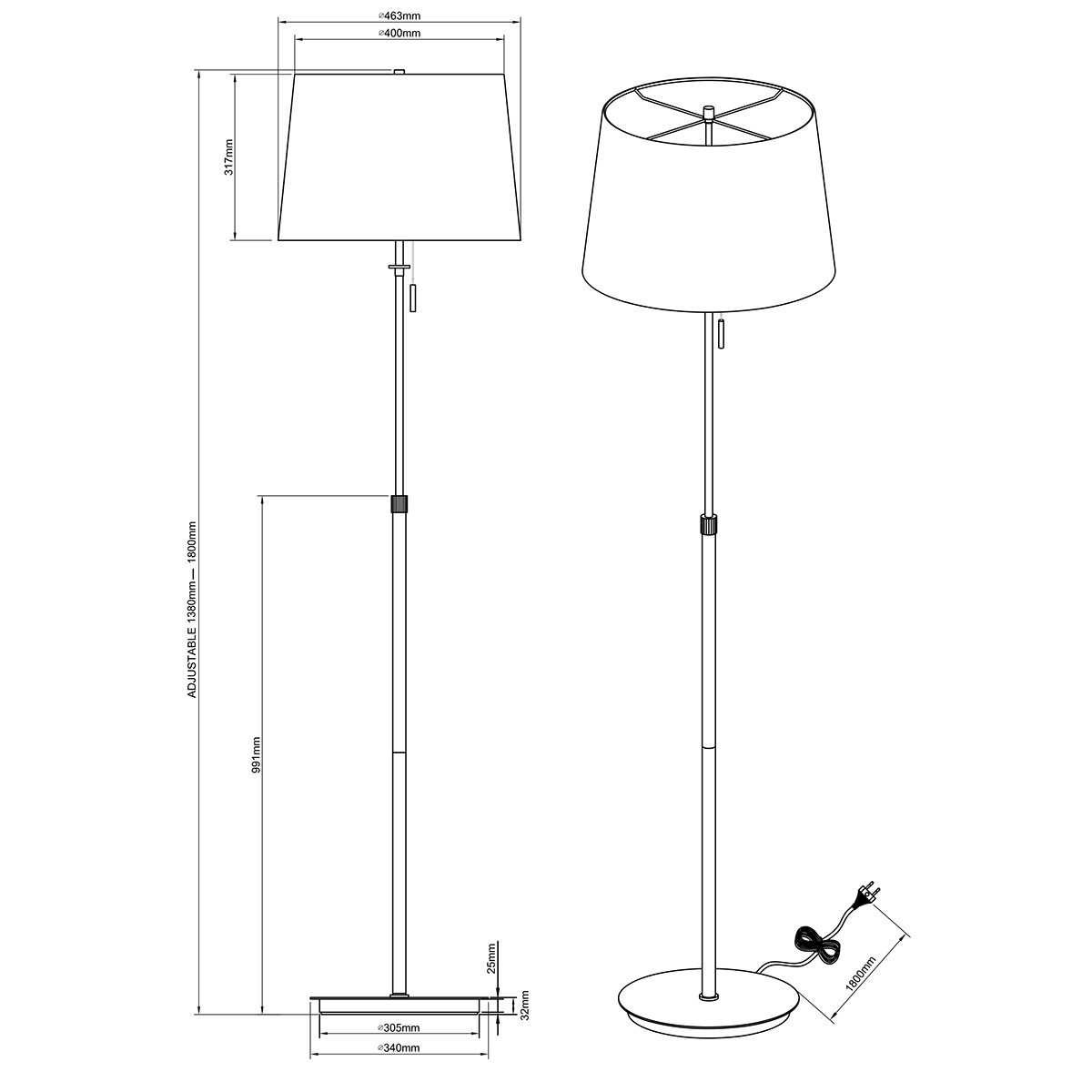 LED Vloerlamp - Trion Dyon - E27 Fitting - Rond - Mat Goud - Aluminium