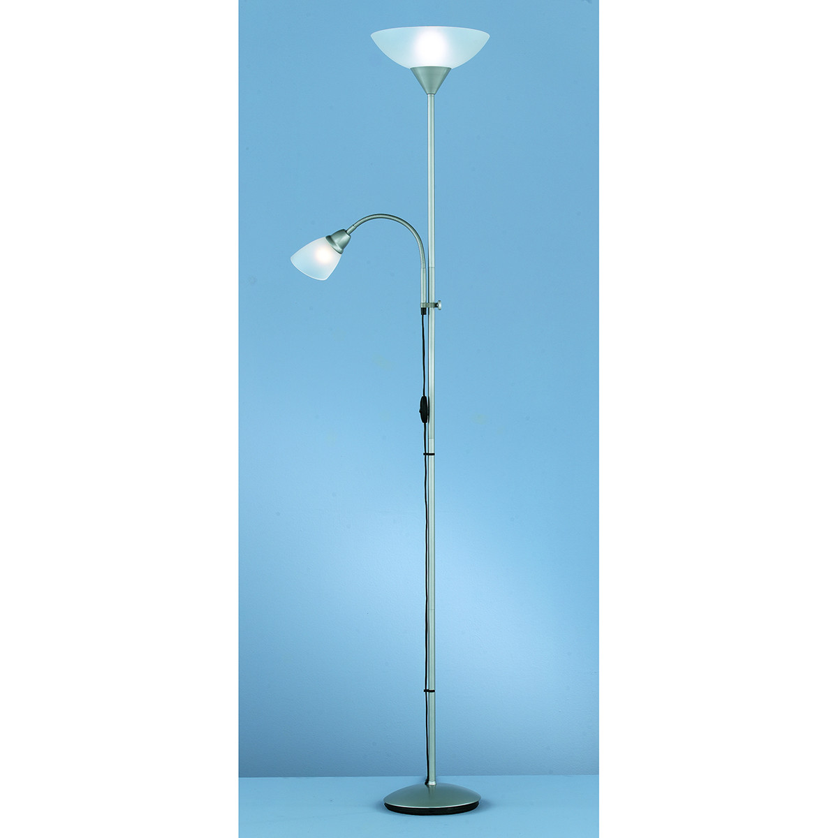 LED Vloerlamp - Trion Erza - E27 Fitting - Rond - Mat Titaan - Aluminium