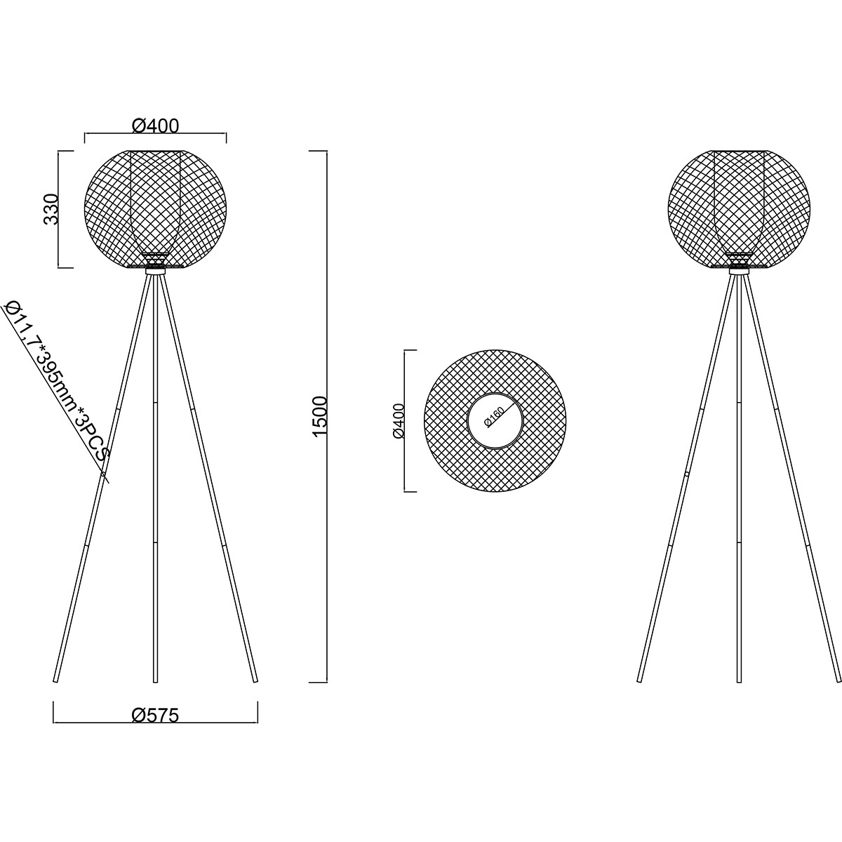 LED Vloerlamp - Trion Filtran - E27 Fitting - 1-lichts - Rond - Mat Zwart - Aluminium