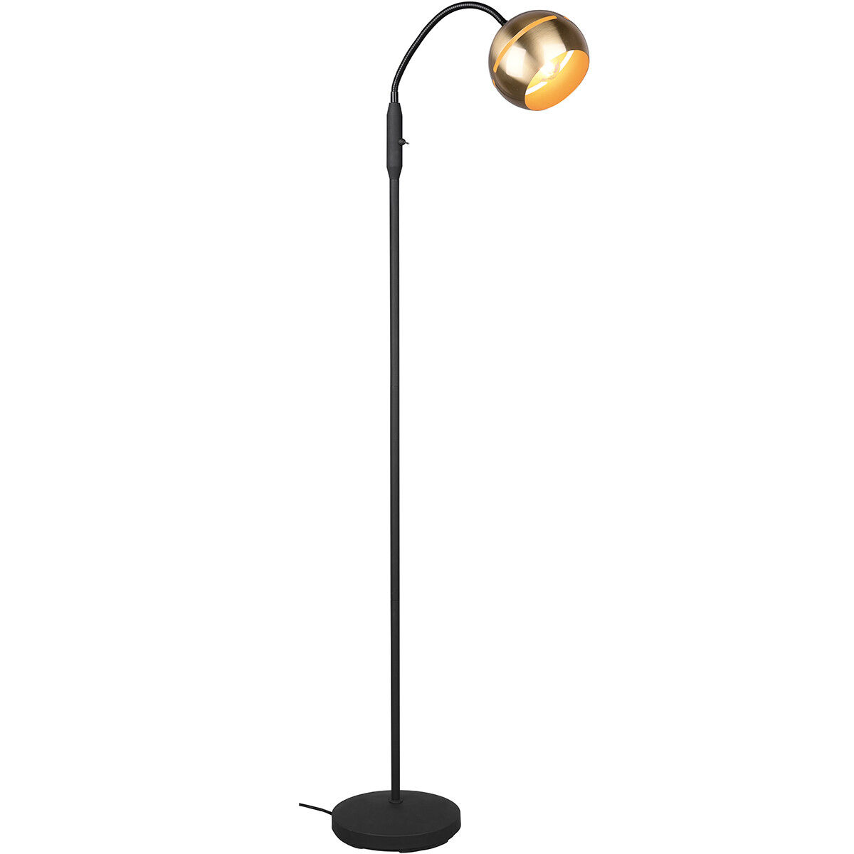 LED Vloerlamp - Trion Flatina - E14 Fitting - Flexibele Arm - Rond - Mat Zwart/Goud - Aluminium product afbeelding