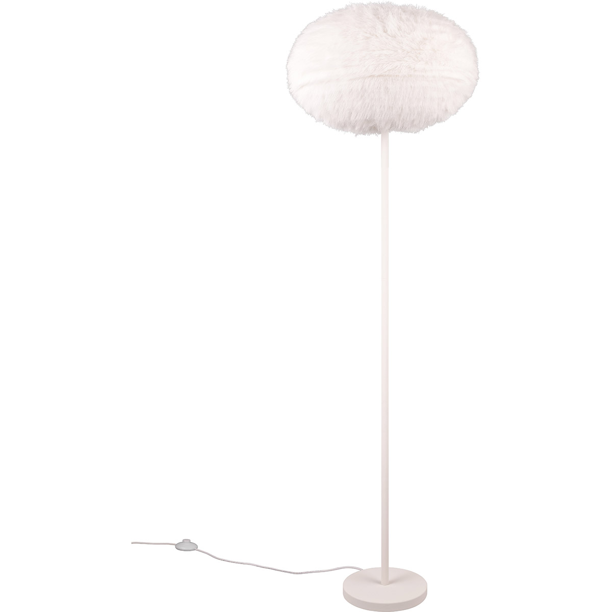 LED Vloerlamp - Trion Fluffy - E27 Fitting - Rond - Taupe - Synthetisch Pluche