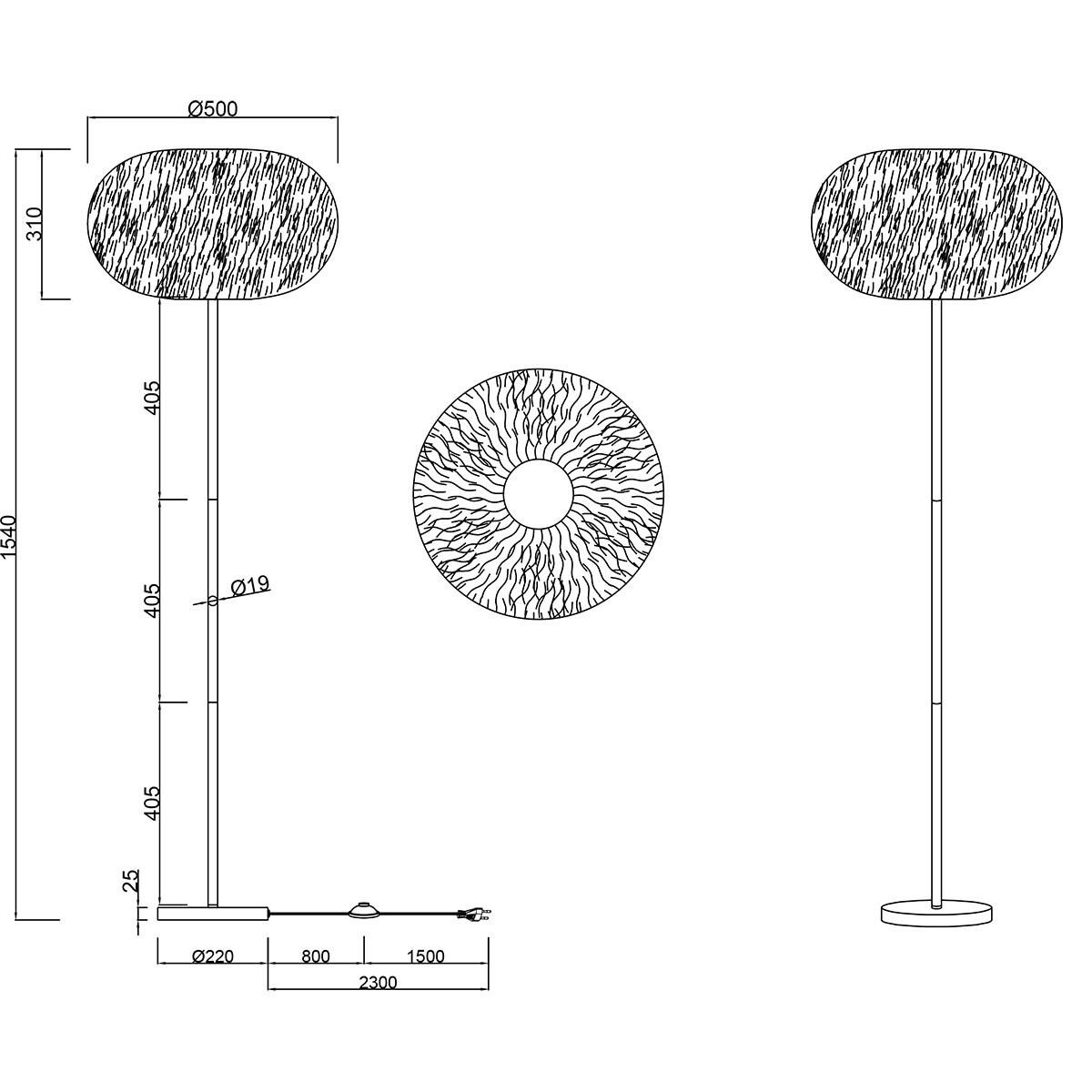 LED Vloerlamp - Trion Fluffy - E27 Fitting - Rond - Taupe - Synthetisch Pluche