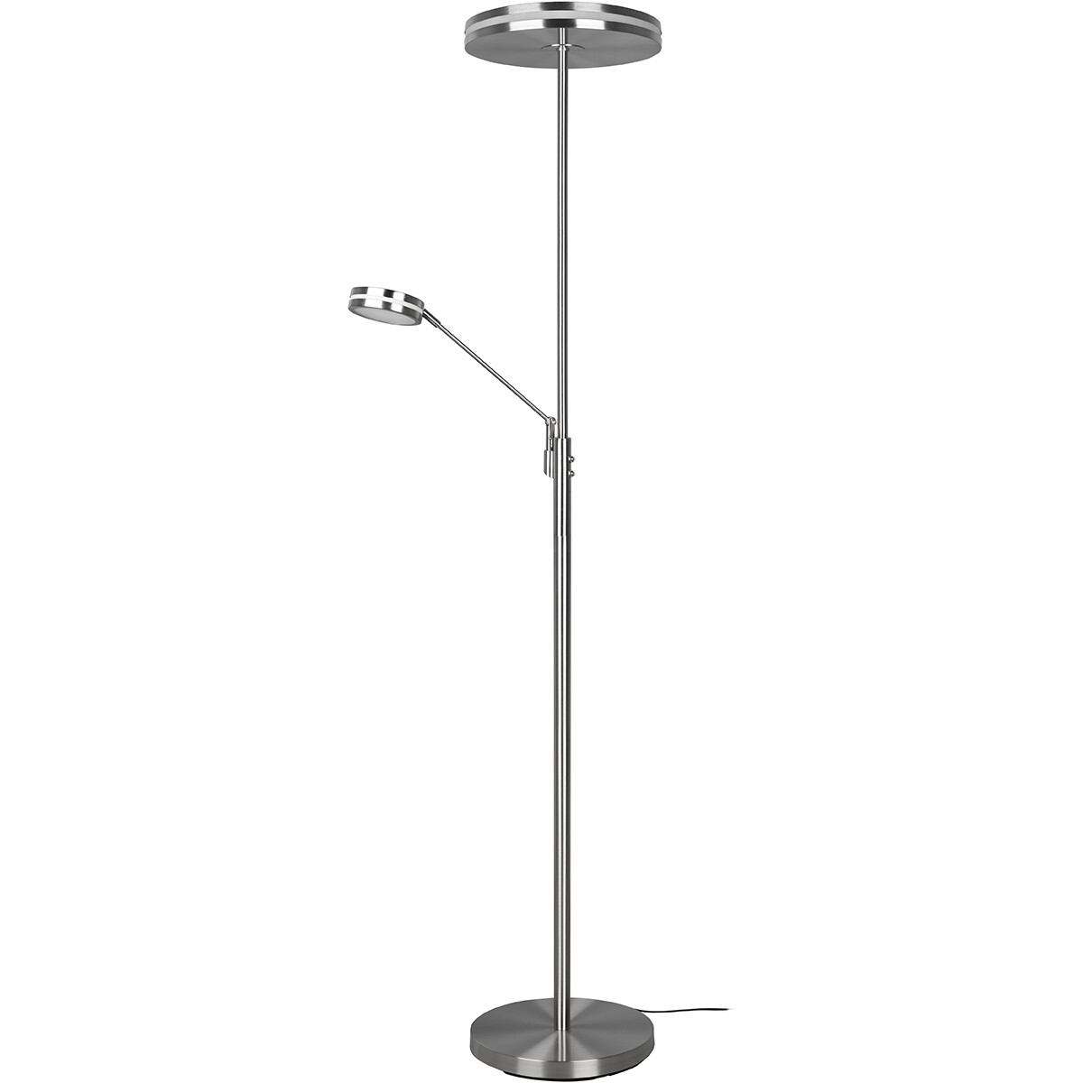 LED Vloerlamp - Trion Franco - 41.5W - Aanpasbare Kleur - Dimbaar - Rond - Mat Nikkel - Aluminium