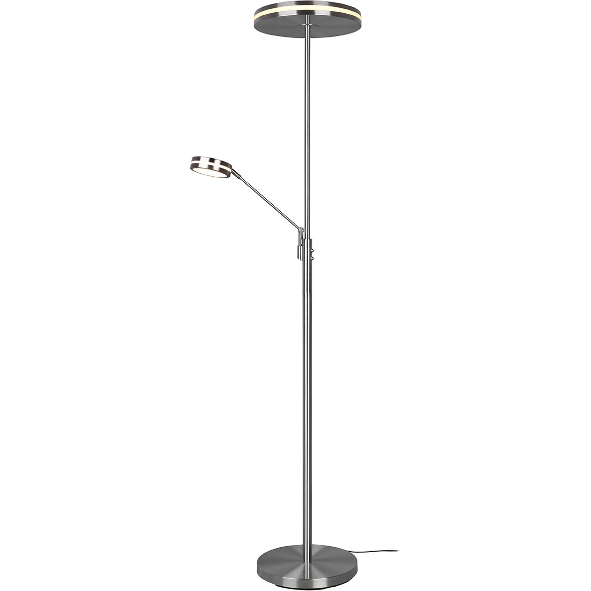 LED Vloerlamp - Trion Franco - 41.5W - Aanpasbare Kleur - Dimbaar - Rond - Mat Nikkel - Aluminium product afbeelding