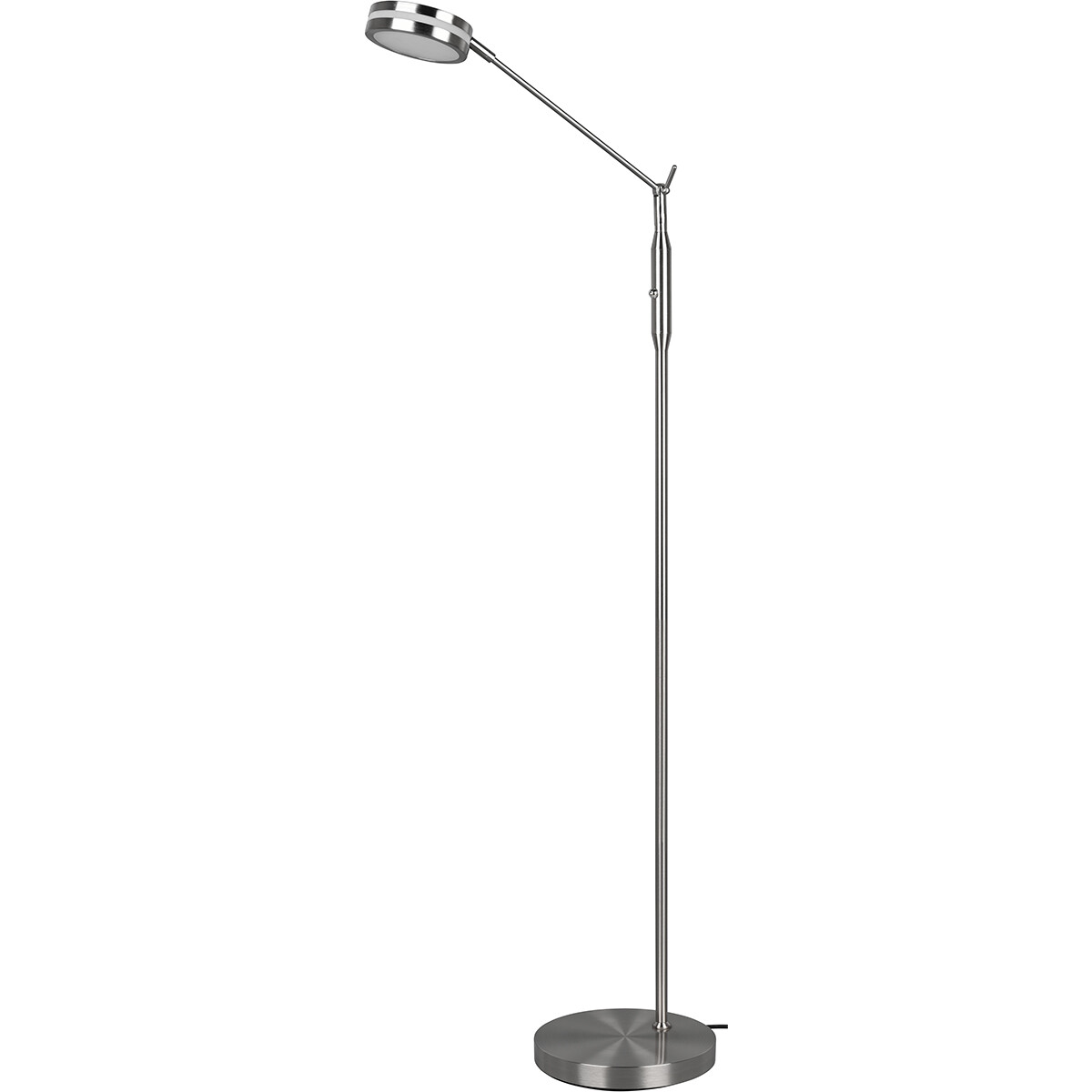 LED Vloerlamp - Trion Franco - 6.5W - Aanpasbare Kleur - Dimbaar - Rond - Mat Nikkel - Aluminium