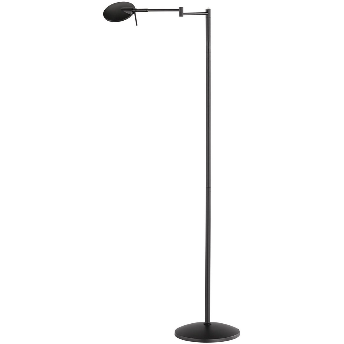 LED Vloerlamp - Trion Kazin - 8W - Warm Wit 3000K - Dimbaar - Rond - Mat Zwart - Aluminium