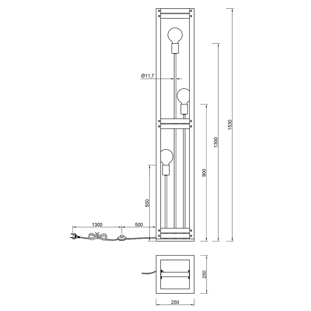 LED Vloerlamp - Trion Khon - E27 Fitting - Rechthoek - Mat Nikkel - Aluminium