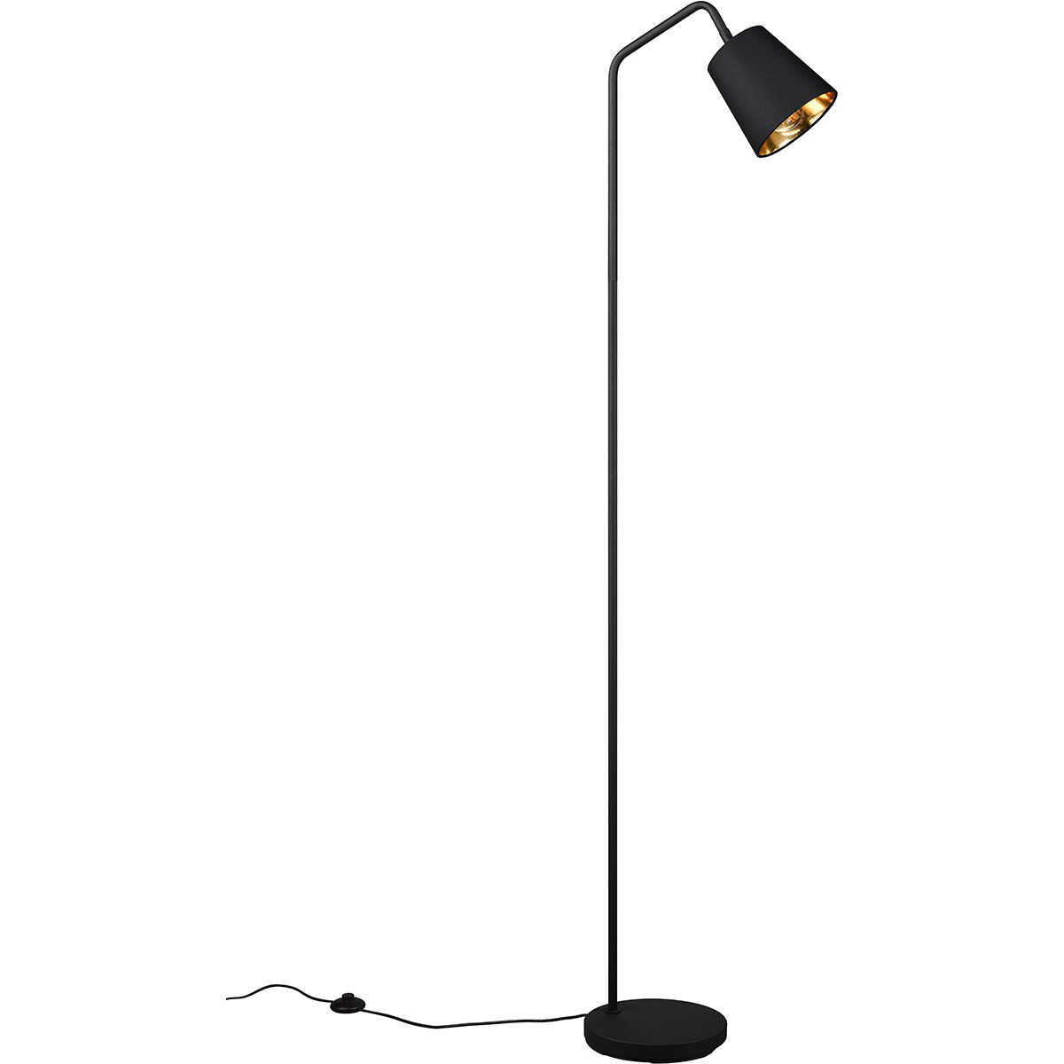 BES LED LED Vloerlamp - Trion Kido - E27 Fitting - Verstelbaar - Rond - Mat Zwart - Metaal