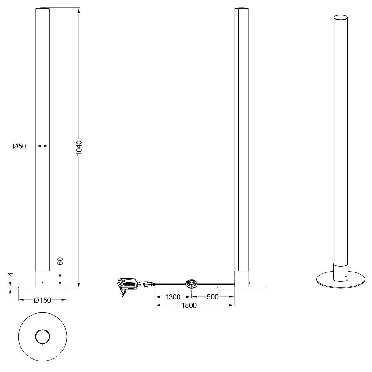 LED Vloerlamp - Trion Lagia - 10W - Warm Wit 3000K - RGBW - Afstandsbediening - Dimbaar - Rond - Mat Chroom - Aluminium