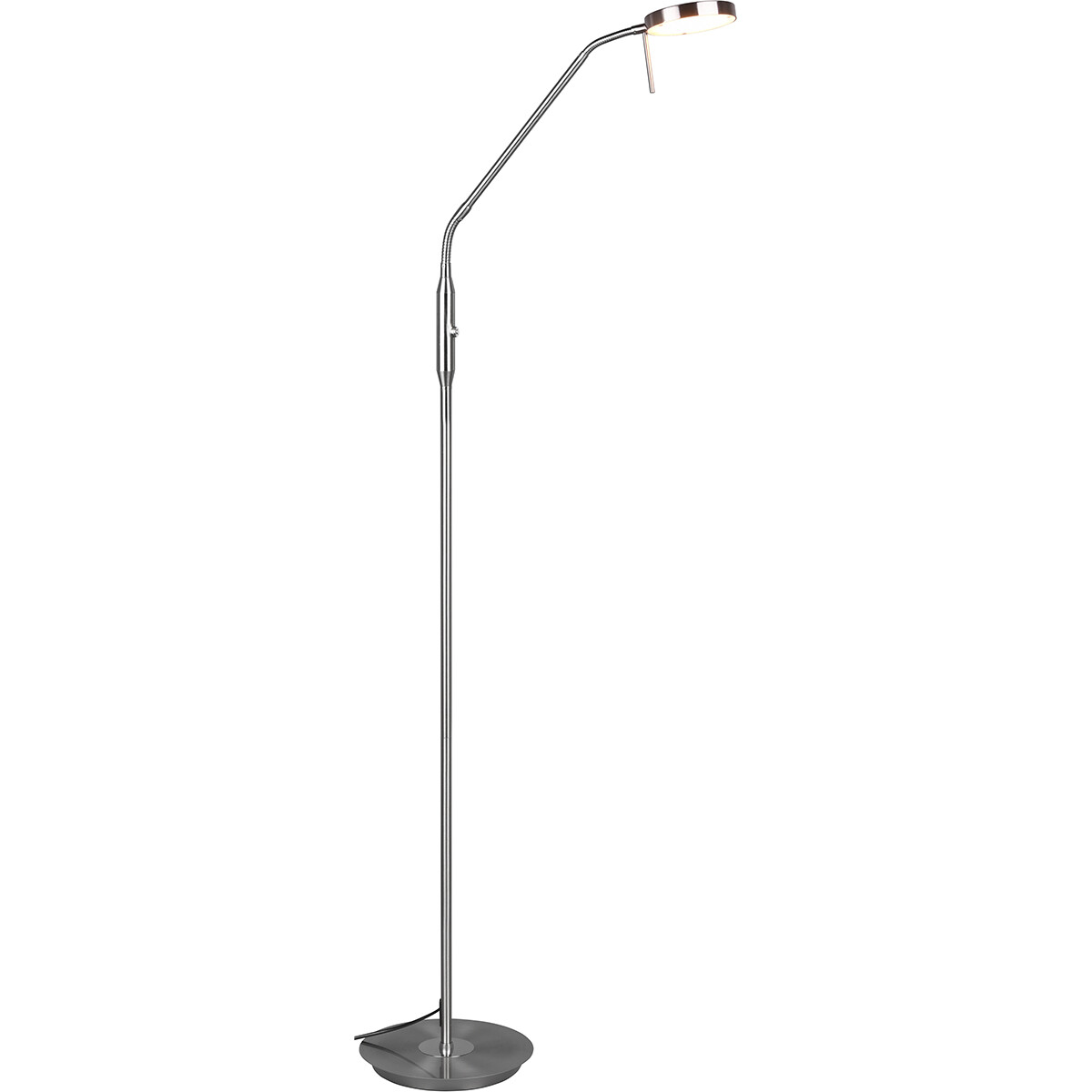 LED Vloerlamp - Trion Monzino - 12W - Aanpasbare Kleur - Dimbaar - Rond - Mat Nikkel - Aluminium product afbeelding