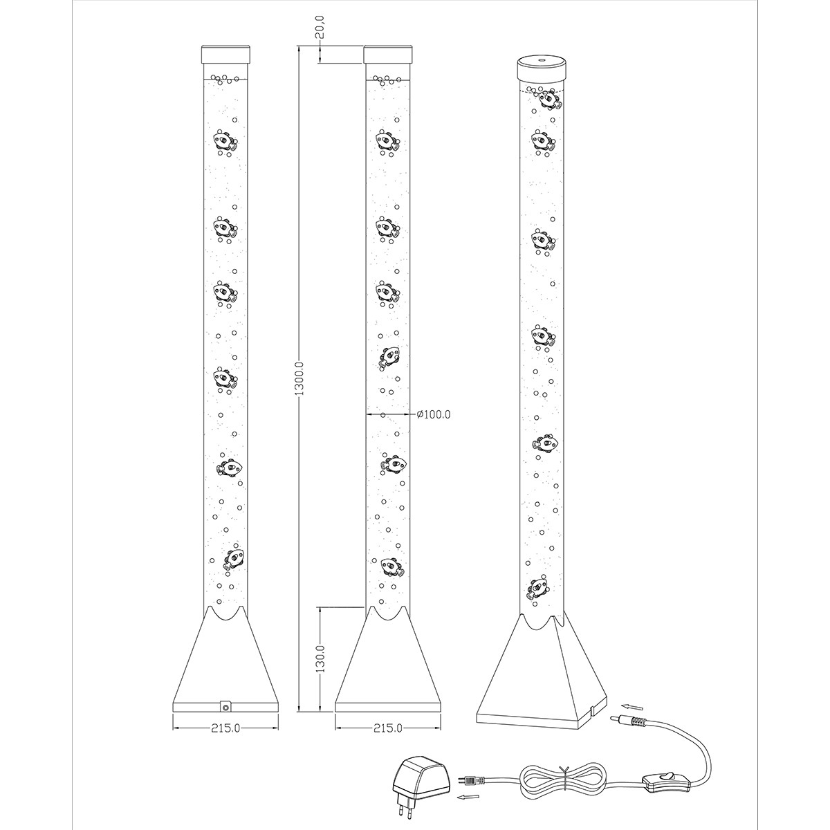 LED Vloerlamp - Trion Moty - 3W - RGB - 1-lichts - Rond - Mat Titaan - Kunststof