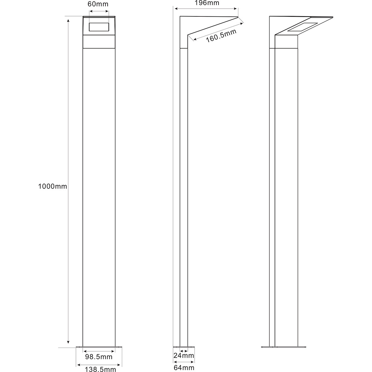 LED Tuinverlichting - Vloerlamp - Trion Nilsona XL - 8W - Warm Wit 3000K - Rechthoek - Mat Antraciet - Aluminium