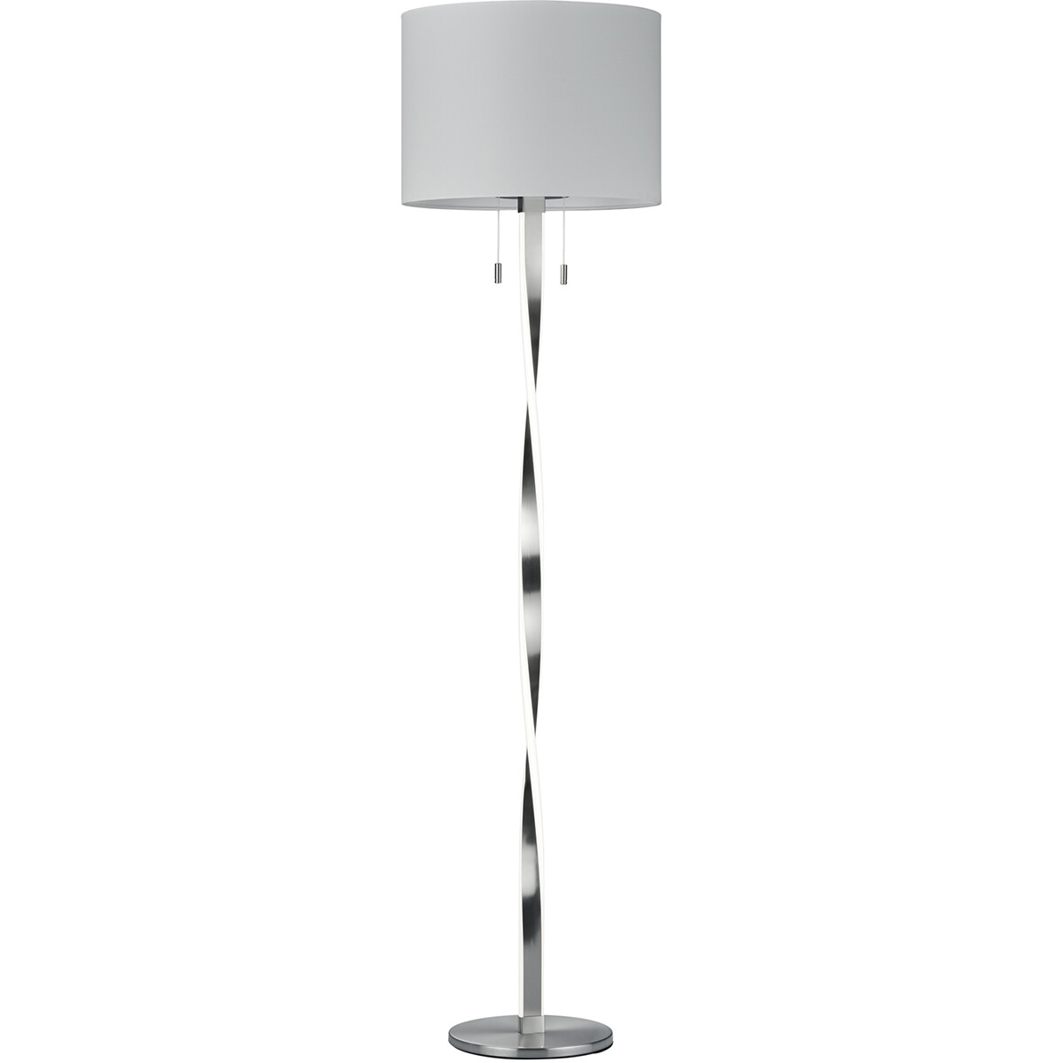 LED Vloerlamp - Trion Ninda - E27 Fitting - 14W - Warm Wit 3000K - Rond - Mat Nikkel - Aluminium