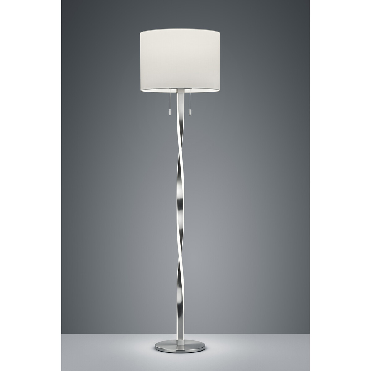 LED Vloerlamp - Trion Ninda - E27 Fitting - 14W - Warm Wit 3000K - Rond - Mat Nikkel - Aluminium