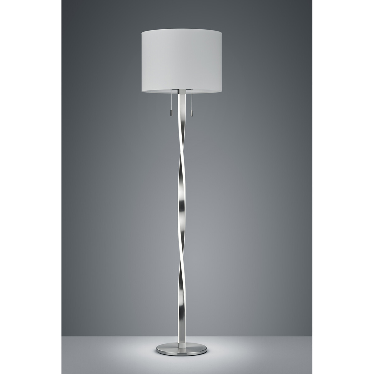 LED Vloerlamp - Trion Ninda - E27 Fitting - 14W - Warm Wit 3000K - Rond - Mat Nikkel - Aluminium