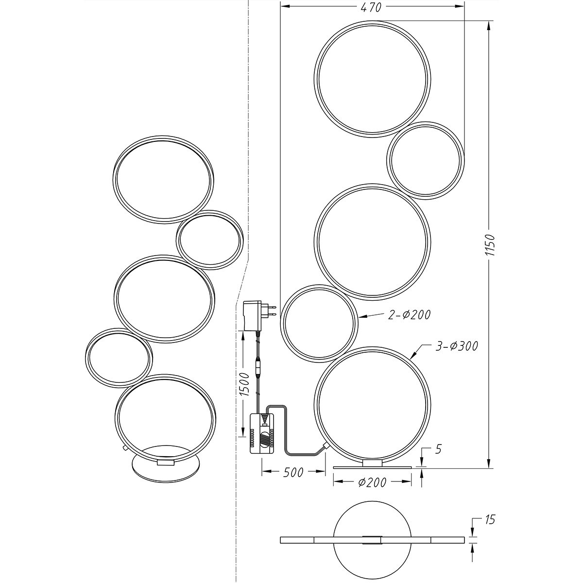 LED Vloerlamp - Trion Rondy - 36W - Warm Wit 3000K - Dimbaar - Rond - Mat Wit - Aluminium