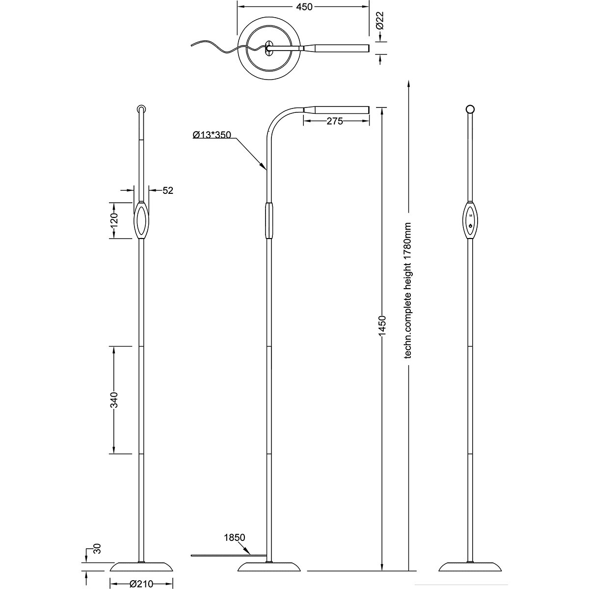 LED Vloerlamp - Trion Root - 5W - Aanpasbare Kleur - Aanraakschakelaar - Grijs - Kunststof