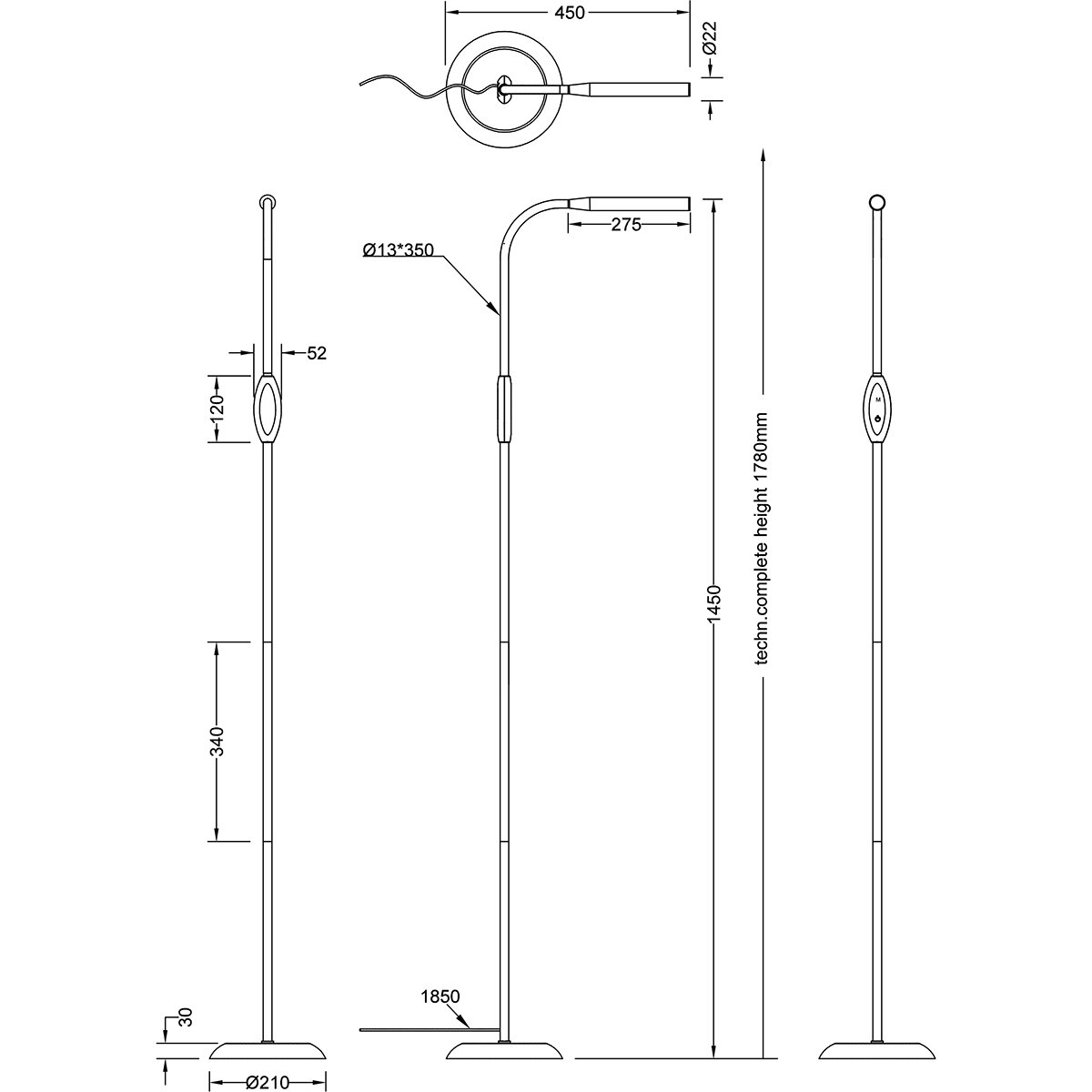 LED Vloerlamp - Trion Root - 5W - Aanpasbare Kleur - Aanraakschakelaar - Wit - Kunststof