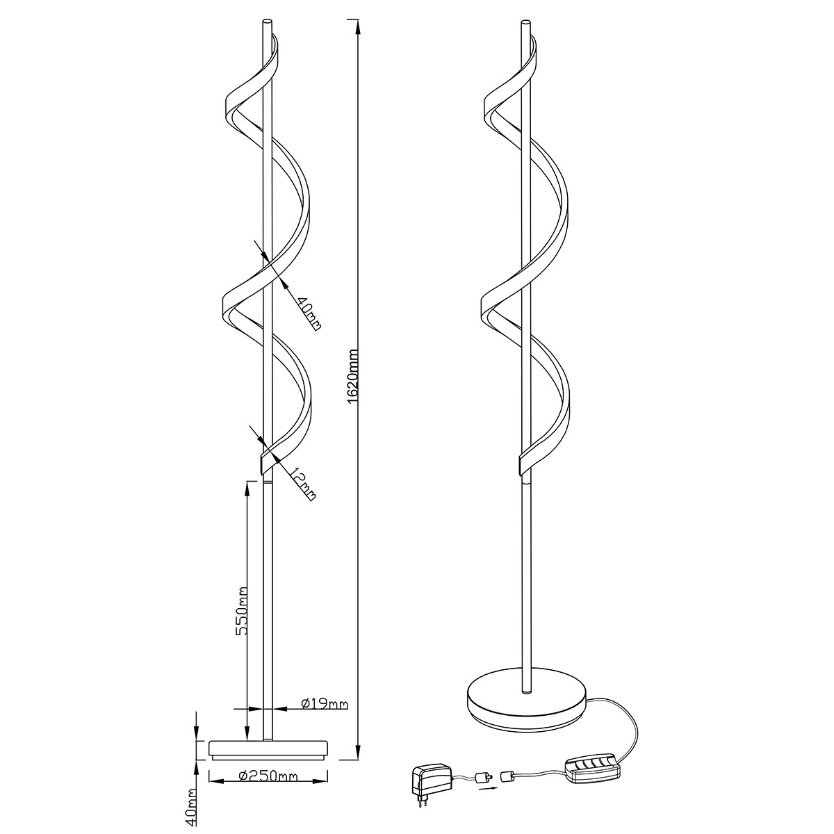 LED Vloerlamp - Trion Syndi - 20W - Warm Wit 3000K - Dimbaar - Rond - Mat Chroom - Aluminium