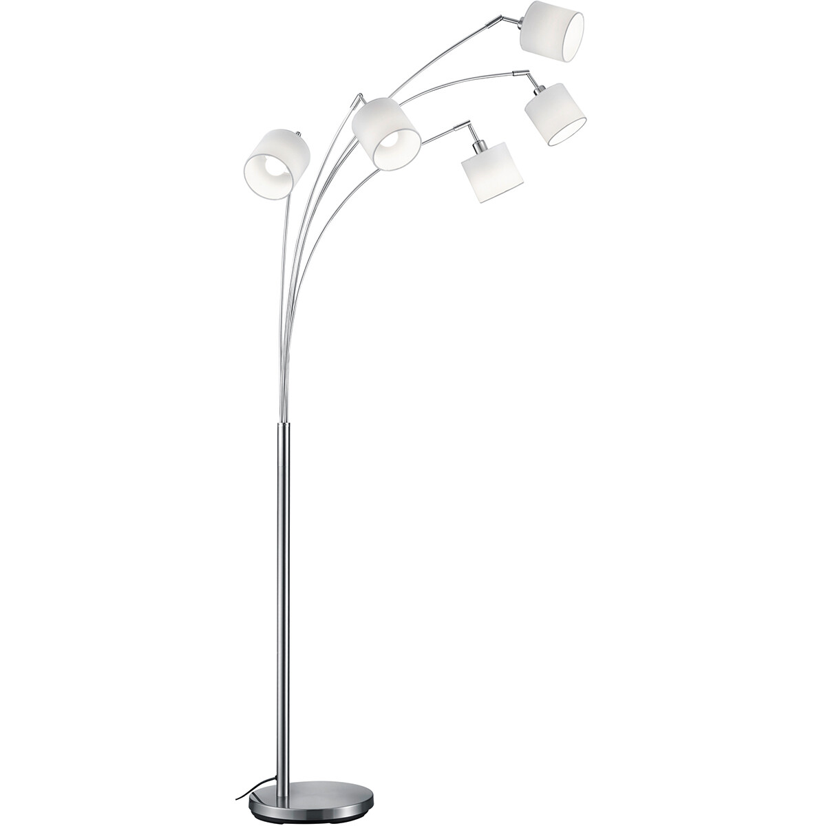 LED Vloerlamp - Trion Torry - E14 Fitting - 5-lichts - Rond - Mat Nikkel - Aluminium - Max. 28W