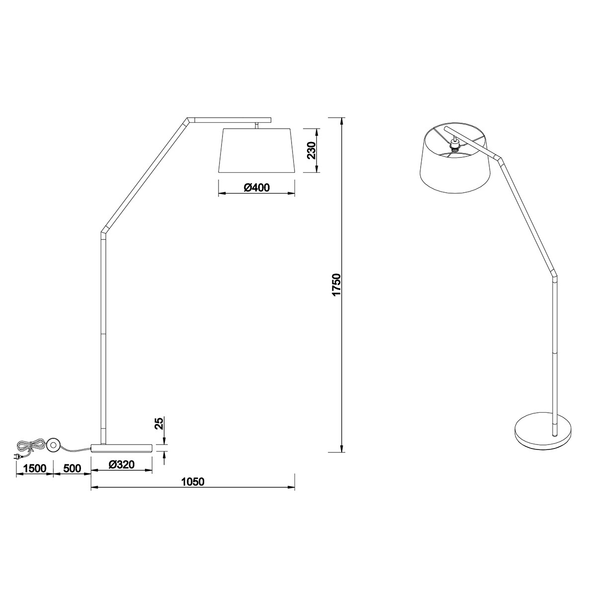 LED Vloerlamp - Trion Tryca - E27 Fitting - Rond - Mat Zwart - Aluminium