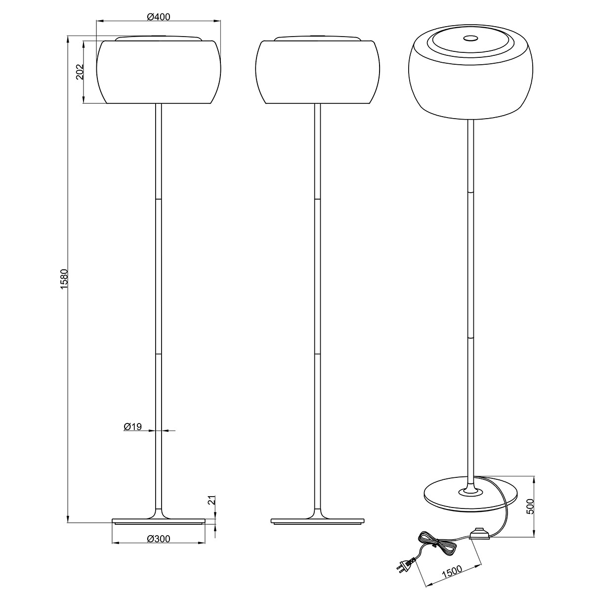 LED Vloerlamp - Trion Vapiro - G9 Fitting - Rond - Mat Chroom - Aluminium