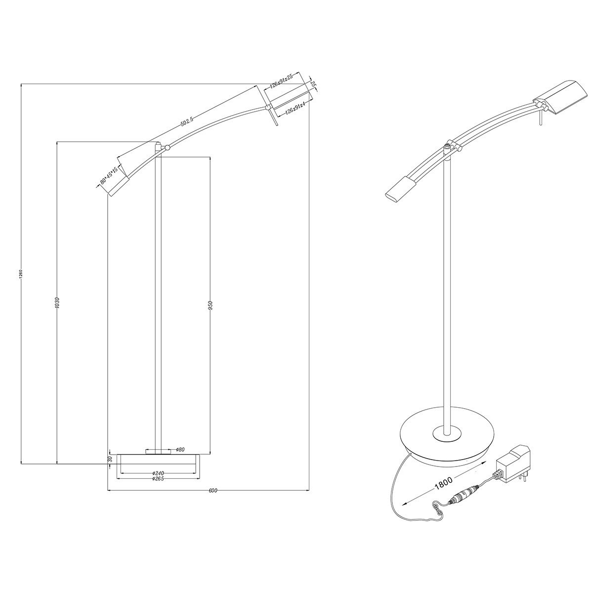 LED Vloerlamp - Trion Veroni - 12W - Warm Wit 3000K - Dimbaar - Rechthoek - Mat Nikkel - Aluminium