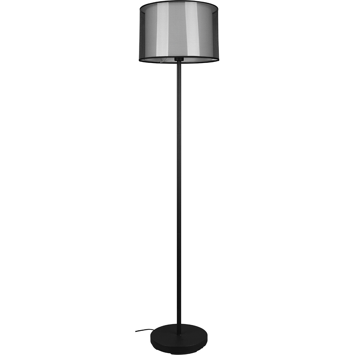 LED Vloerlamp - Vloerverlichting - Trion Bidon - E27 Fitting - 1-lichts - Rond - Mat Zwart - Aluminium - Tot 40W