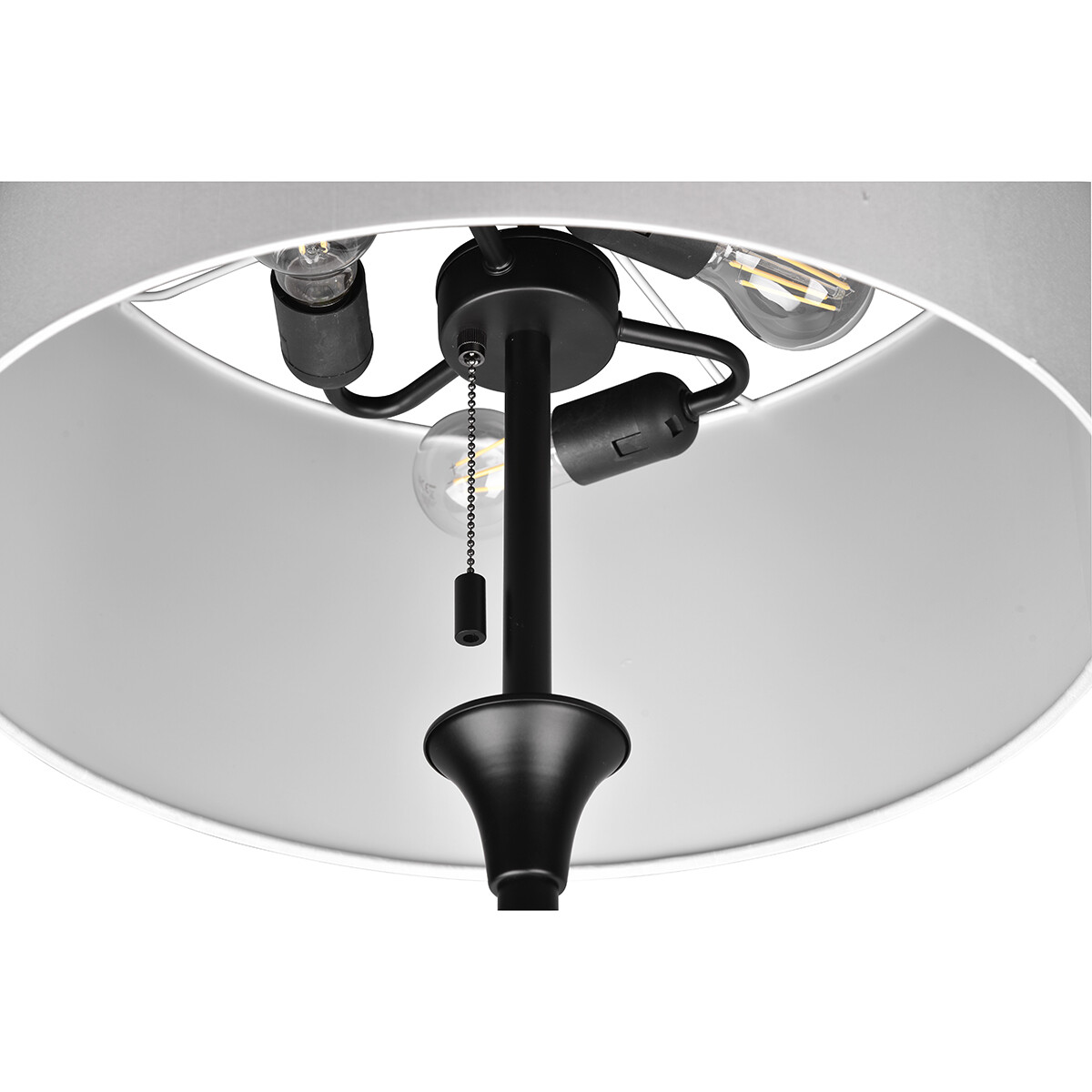 LED Vloerlamp - Vloerverlichting - Trion Safari - E27 Fitting - 3-lichts - Rond - Mat Zwart - Aluminium