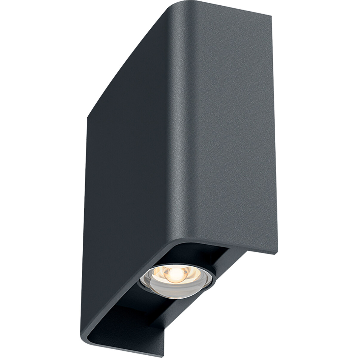 LED Wandlamp - Brinton Victo - Up & Down - 2W 180lm - Natuurlijk Wit 4000K - Voor Buiten en Binnen - Waterdicht IP65 - Rechthoek - Antraciet