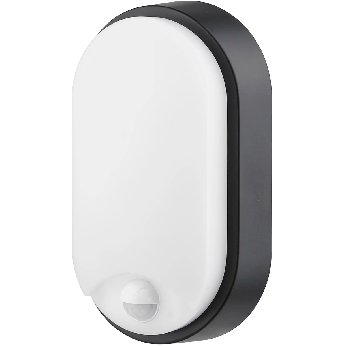 LED Wandlamp met Sensor - Kozolux Porta - 15W 1200lm - Natuurlijk Wit 4500K - IP54 - Ovaal - Zwart