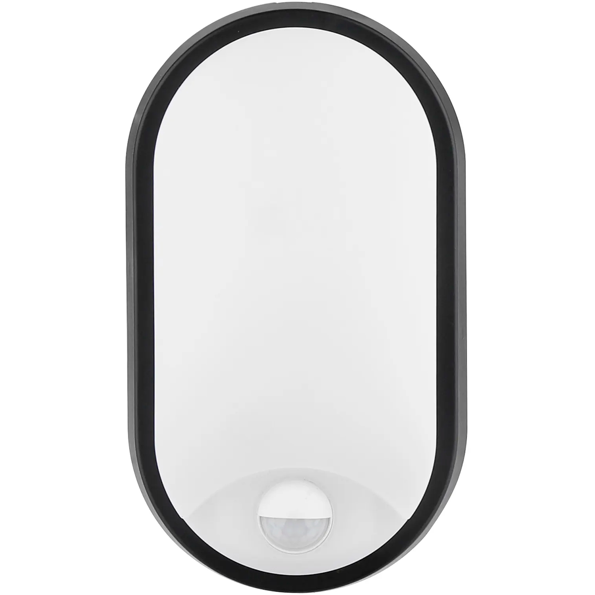 BES LED LED Wandlamp met Sensor - Kozolux Porta - 15W 1200lm - Natuurlijk Wit 4500K - IP54 - Ovaal - Zwart