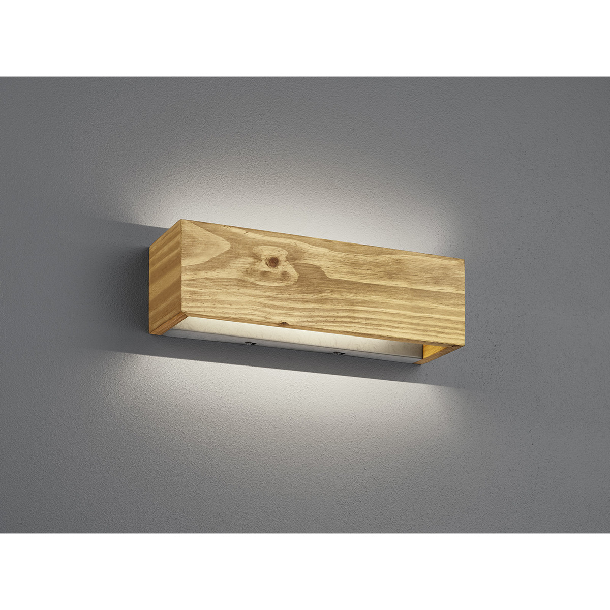 LED Wandlamp - Trion Brida Up and Down - 13W - Warm Wit 3000K - 1-lichts - Dimbaar - Rechthoek - Mat Bruin - Natuurhout