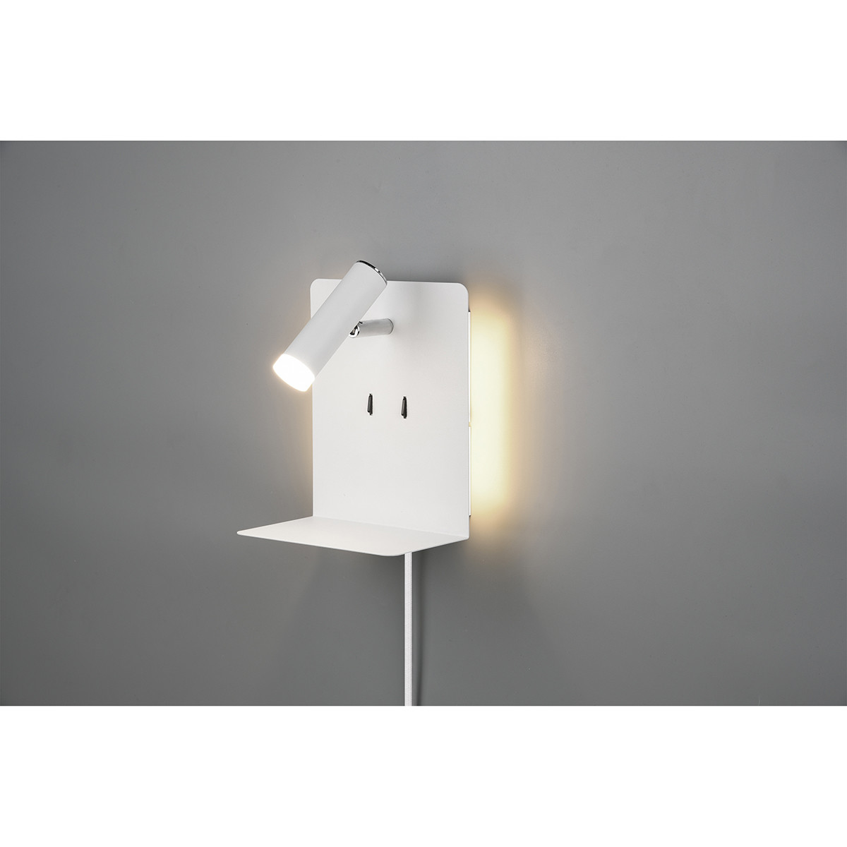 LED Wandlamp - Trion Elonant - 6W - Warm Wit 3000K - USB Oplaadfunctie - Mat Wit - Aluminium