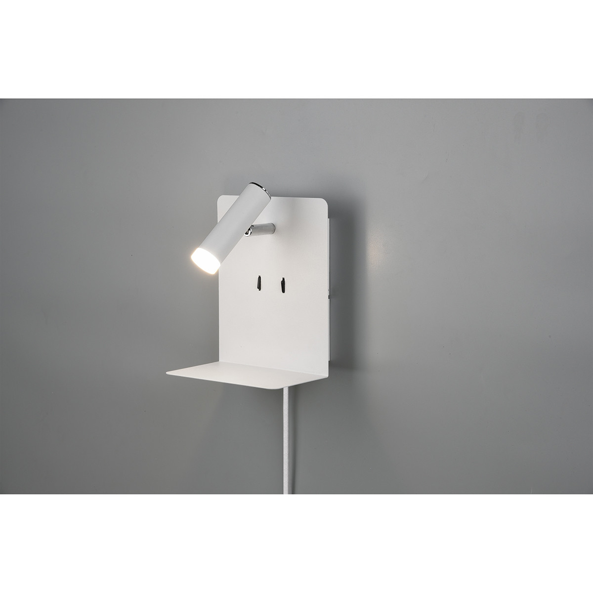 LED Wandlamp - Trion Elonant - 6W - Warm Wit 3000K - USB Oplaadfunctie - Mat Wit - Aluminium